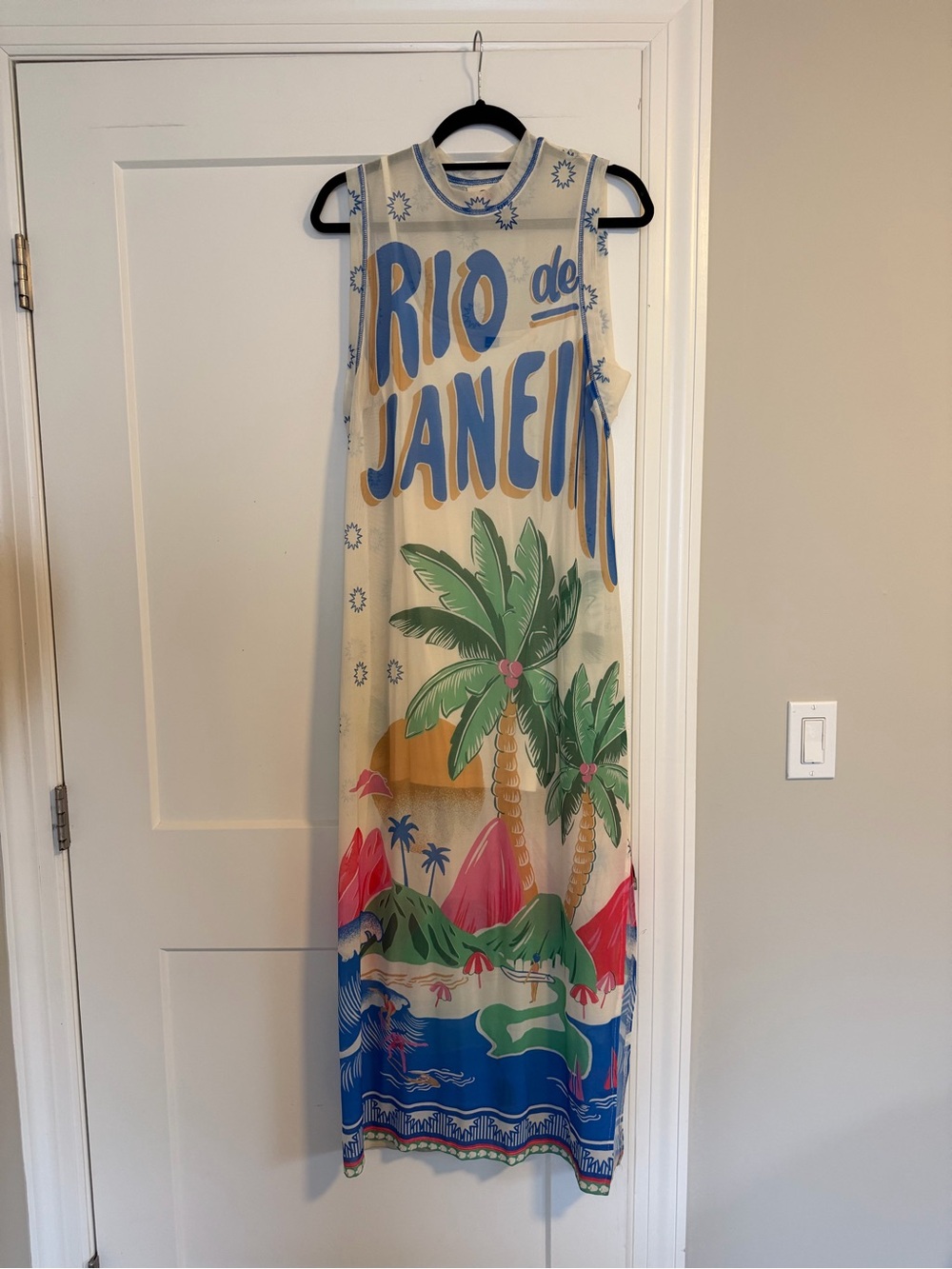 Farmrio 'Rio de Janeiro' Sleeveless Maxi Dress - Cream & Blue
